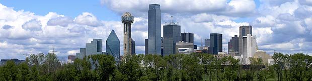 Panorama över Dallas i USA