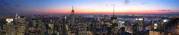 Panorama över New York City i USA